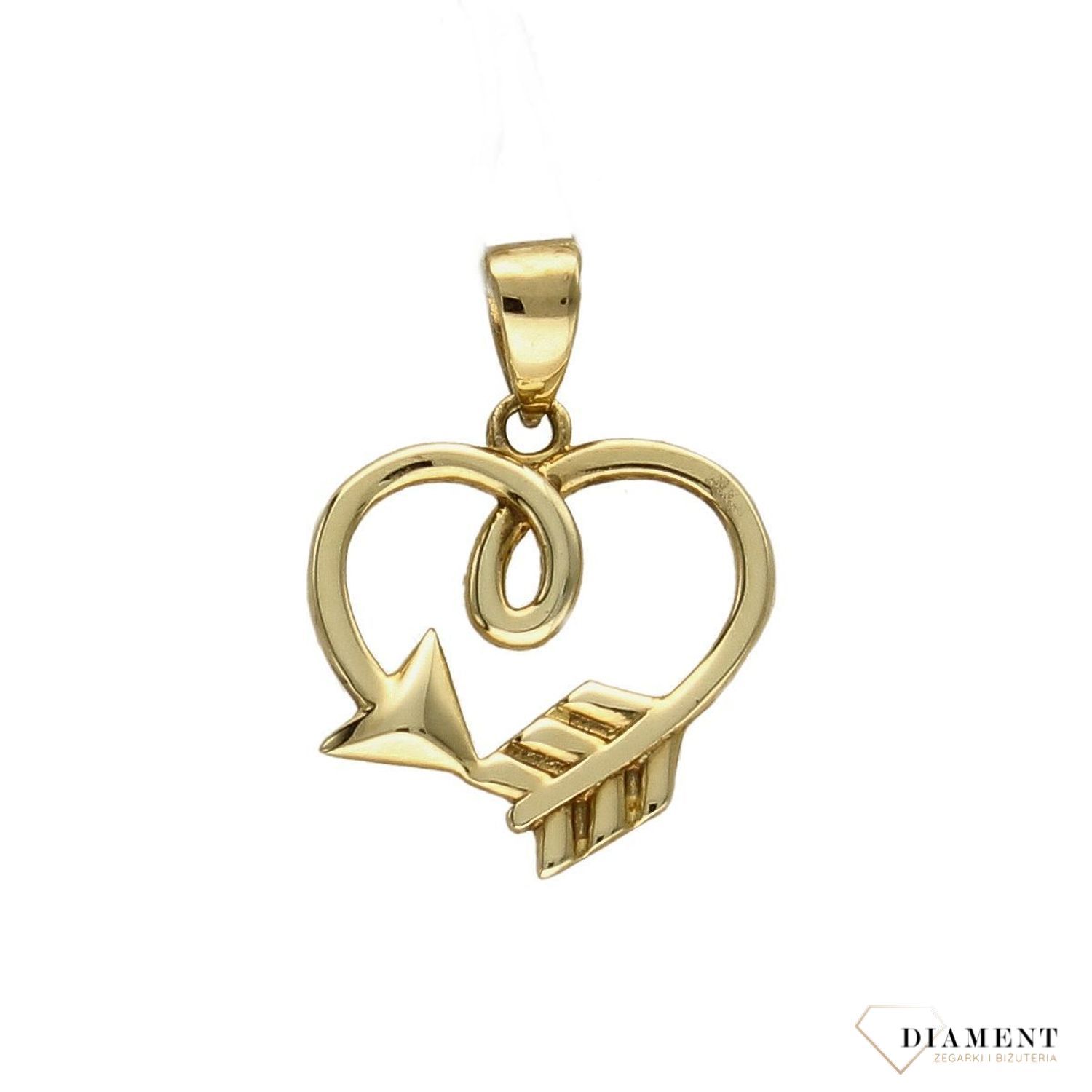 Złota zawieszka 333 serce ze strzałą ZA 4345.jpg